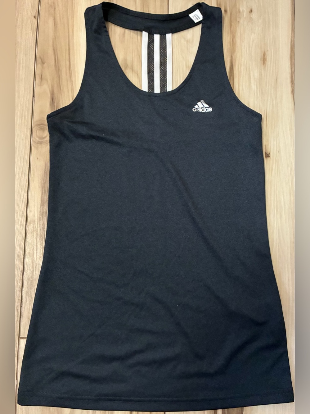 Adidas Black Women's Athletic Racerback Tank with Striped Back Detail